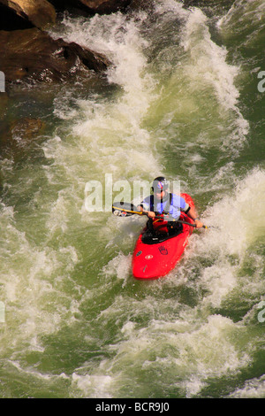 Kajakfahrer Manöver durch O W Rapids Cumberland River Big South Fork National River und Recreation Area Oneida Tennessee Stockfoto