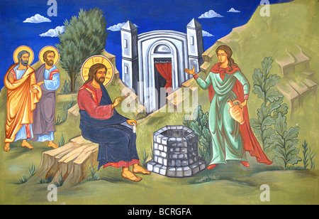 Religiöse Wandgemälde in bulgarische orthodoxe Kloster Stockfoto