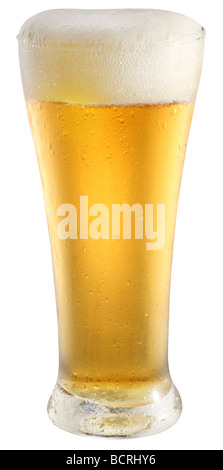 Helles Bier im Glas auf weißem Hintergrund Stockfoto