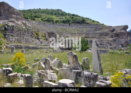 Das Theater, die antike Stadt Ephesus, Selcuk, Provinz Izmir, Republik Türkiye Stockfoto