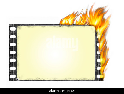 brennende Filmframe im Grunge-Stil - Platz für text Stockfoto