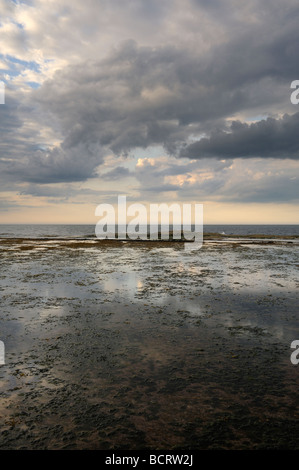 Stürme kommen der Nordsee gesehen von gegen Bay in der Nähe von Whitby an der Ostküste von Yorkshire, England, UK Stockfoto