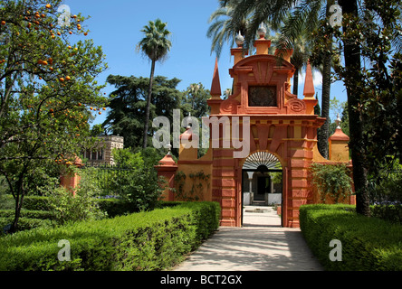 Torbogen Trennung Gärten des Real Alcazar, Sevilla, Spanien Stockfoto