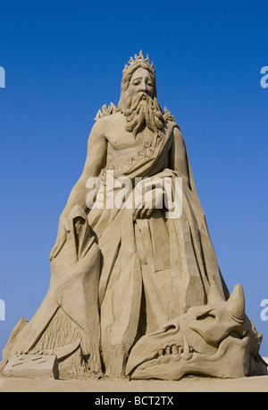 Sandskulpturen des Hades, Herrscher der Unterwelt und Herr der Toten in der griechischen Mythologie Stockfoto