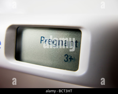 Ein Schwangerschaftstest Gerät zeigt ein positives Ergebnis schwangeres auf dem LCD-Display. Stockfoto