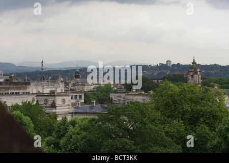 Blick auf Cardiff Skyline von Cardiff Castle Stockfoto