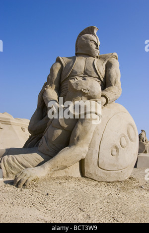 Sandskulpturen Auslegung des Trojanischen Krieges des antiken Griechenlands Stockfoto