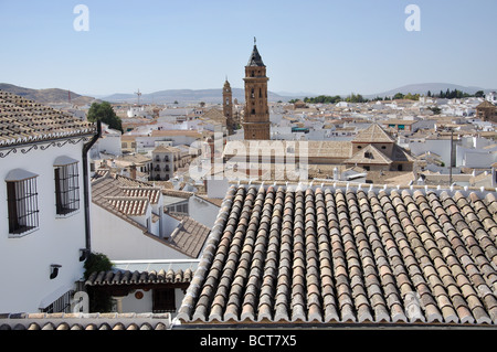 Blick über die Stadt vom Schloss, Antequera, Provinz Malaga, Andalusien, Spanien Stockfoto