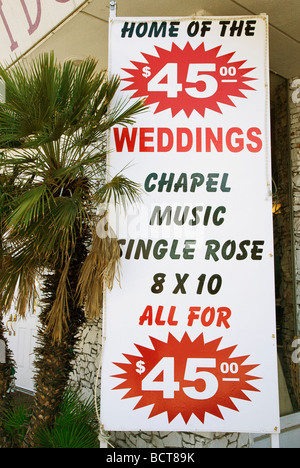 Hochzeit Kapelle Schild Las Vegas Nevada, USA Stockfoto