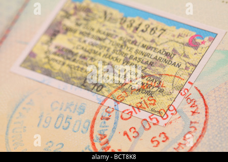 Türkei türkische Tourismus Tourist Travel Visum Einreisestempel im Reisepass Mai 2009 Stockfoto