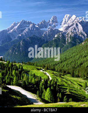 Zwischensprint hohe plateau, Zwischensprint Hochplateau Berge, Cristallo Gruppe Berge, Dolomiten, Südtirol, Italien, Europa Stockfoto