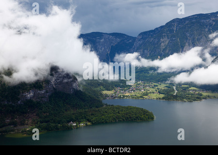 Obertraun auf den Hallstaetter See, Blick vom Rudolfsturm Turm Treffzone Hallstatt, Salzkammergut, Oberösterreich, Aust Stockfoto