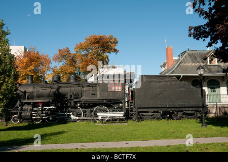 Alte Dampflok von Anzeige in einem öffentlichen Park Kingston Ontario Kanada Stockfoto