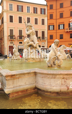 Europa-Italien-Rom-Piazza-Navono Neptun-Brunnen Stockfoto