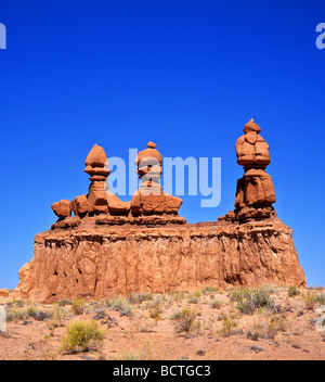 Sandstein Bildung drei Schwestern, Goblin Valley State Park, Utah, USA Stockfoto