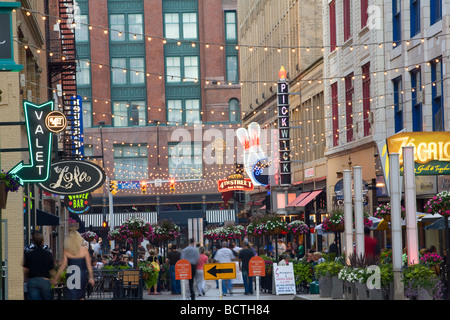 Club-Szene auf East 4th Street in Cleveland Ohio Stockfoto