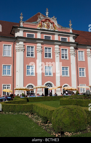 Wasser-Treppe mit Zypressen, Insel Mainau, Bodensee, Landkreis Konstanz, Baden-Württemberg, Deutschland, Europa Stockfoto