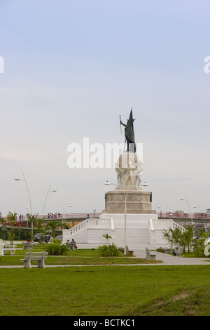 Vasco Núñez de Balboa restauriert Statue Coastal Beltway Panama City Republik Panama Zentralamerikas Stockfoto