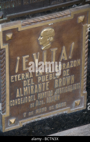 Eva Peron Plaque, Recoleta Friedhof La Recoleta, Buenos Aires, Argentinien Stockfoto