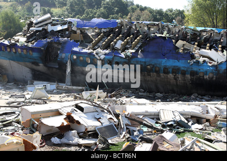 Abgestürztes Flugzeug aus Krieg der Welten-Film set Universal Studios Kalifornien USA Stockfoto