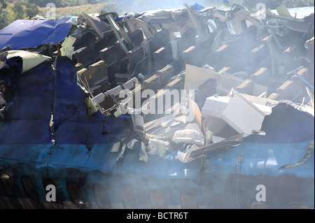 Abgestürztes Flugzeug aus Krieg der Welten-Film set Universal Studios Kalifornien USA Stockfoto