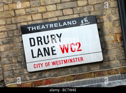 Drury Lane Street Schild, London, England, Großbritannien Stockfoto