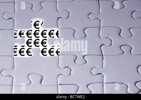 Puzzle mit Euro-Zeichen. Stockfoto