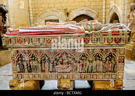 Spanien, Jakobsweg: Grab von Dom Felipe und seine Frau in der Kirche Iglesia de Virgen De La Blanca in Villalcazar del Cirga Stockfoto