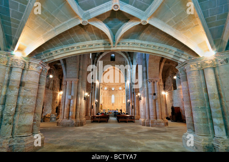 Spanien, St. James´ Weg: Romanische Langhaus der Kloster-Kirche von Irache Stockfoto