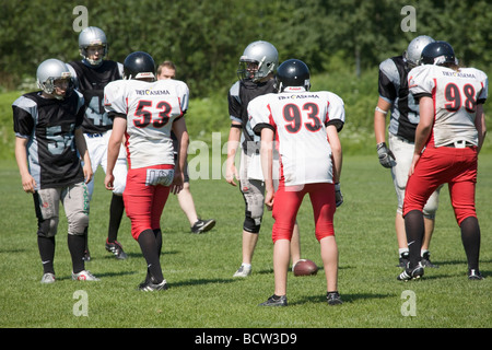 Junior American Football Spiel Action Lappeenranta, Finnland Stockfoto