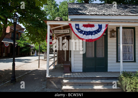 Der historische Goldrausch Stadt Columbia in Columbia Historic State Park, Kalifornien, eingerichtet für den 4. Juli Stockfoto