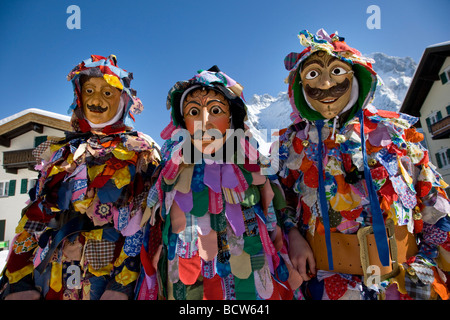 Traditionelle Kostüme, Karneval, Mittenwald, Werdenfels, Upper Bavaria, Bavaria, Germany, Europa Stockfoto