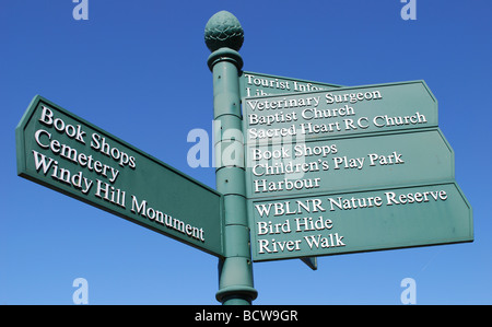 Wegweiser-Schilder, Wigtown, Schottlands Bücherstadt, Wigtownshire, Süd-West-Schottland Stockfoto