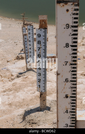 Messstäbe in Ziglab oder Sharhabeel Dam in Irbid Governorate Nordjordanien Stockfoto