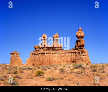 Sandstein Bildung drei Schwestern, Goblin Valley State Park, Utah, USA Stockfoto