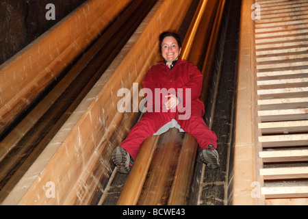 Folie in das ehemalige Salz mine Hallstaetter Salzwelten Hallstatt Salz Welten, Hallstatt, Salzkammergut Region, Upper Austria, Au Stockfoto