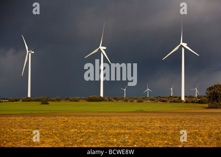 Windkraftanlagen. Albacete. Kastilien-La Mancha. Spanien Stockfoto