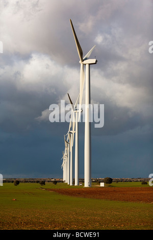 Windkraftanlagen. Albacete. Kastilien-La Mancha. Spanien Stockfoto