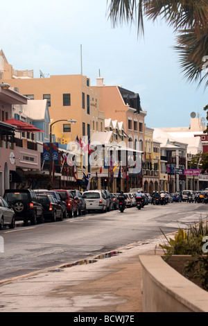 Blick auf die Front Street in Hamilton, Bermuda Stockfoto