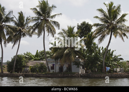 Haus auf Backwaters Alleppey, Kerala Indien Stockfoto