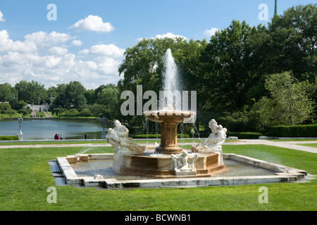 Brunnen am Wade Lagoon University Circle in Cleveland Ohio Stockfoto