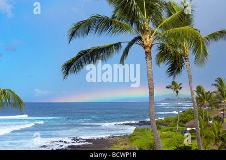 Regenbogen Poipu Kauai, HI Stockfoto