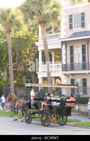 Gezeichnet Reitertour auf Battery Street Charleston South Carolina USA Stockfoto