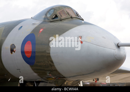 Das einzige fliegende Avro Vulcan Bomber XH558 Flugzeug als eine statische Anzeige auf der Airshow 2009 Waddington abgebildet. Stockfoto