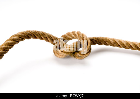 Seil Knoten auf weiß Stockfoto