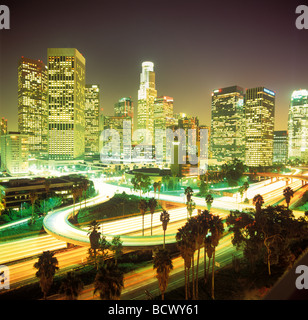 Die Innenstadt von Los Angeles bei Nacht Stockfoto