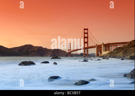 USA California San Francisco Baker s Beach und Golden Gate Bridge Stockfoto