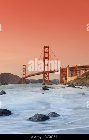 USA California San Francisco Baker s Beach und Golden Gate Bridge Stockfoto