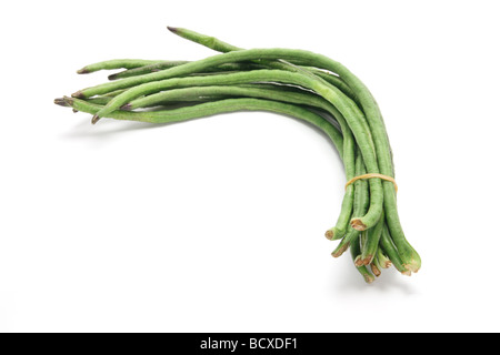 Reihe von langen Bohnen Stockfoto