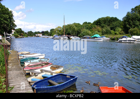 Am Flussufer Ansicht, Themse, Sunbury-on-Thames, Surrey, England, Vereinigtes Königreich Stockfoto